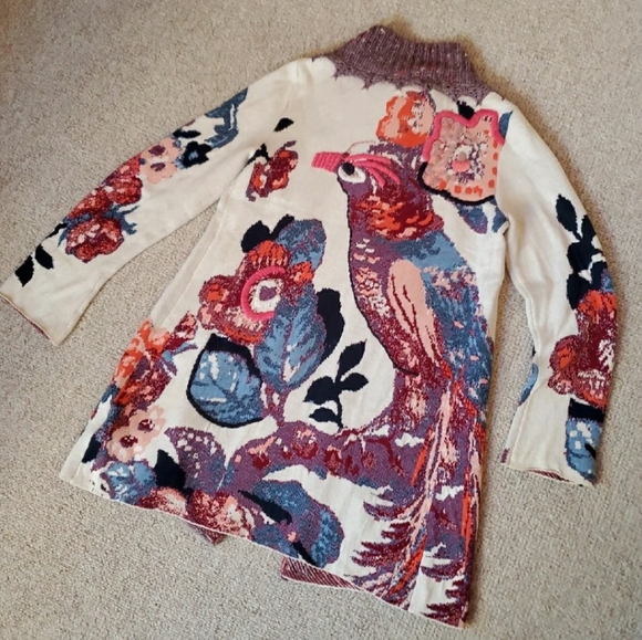 Anthropologie Foret Bird Cardigan Sleeping on Snow medium - Picture 7 of 10